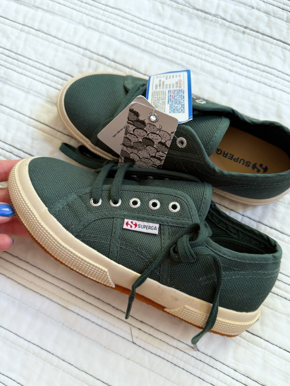 NWT Superga Sneakers Canvas & Rubber Soles Forest Green Kids size 1 or Euro 32